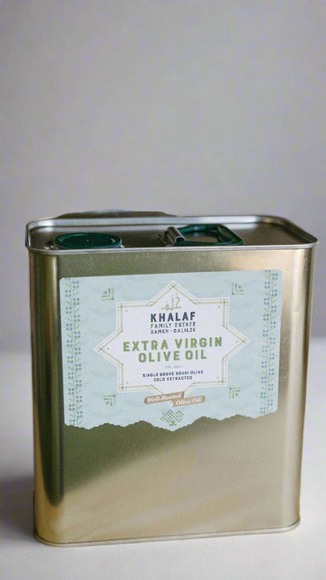 Fresh Nov'2025 Khalaf Extra Virgin Olive Oil (Filtered) , 68 FL Oz (2 Liter) Tin
